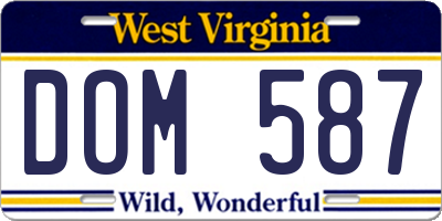 WV license plate DOM587