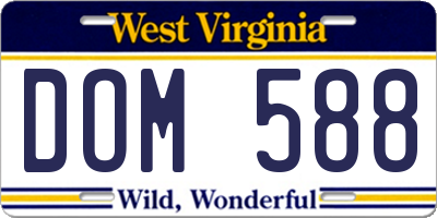 WV license plate DOM588