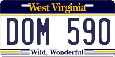 WV license plate DOM590