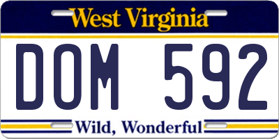 WV license plate DOM592