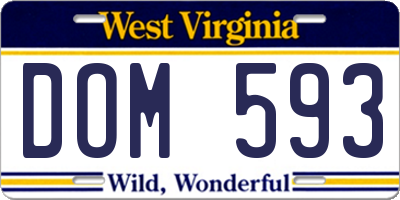 WV license plate DOM593