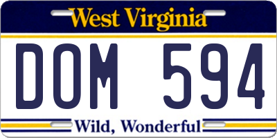 WV license plate DOM594