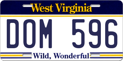 WV license plate DOM596