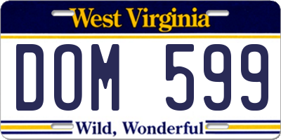 WV license plate DOM599