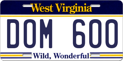 WV license plate DOM600
