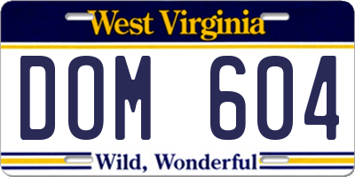 WV license plate DOM604