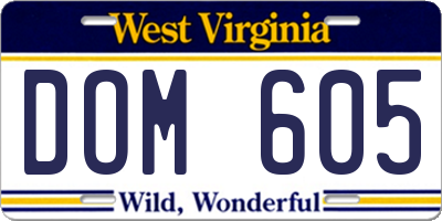 WV license plate DOM605