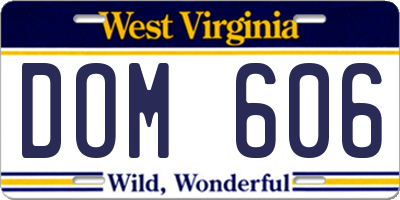 WV license plate DOM606