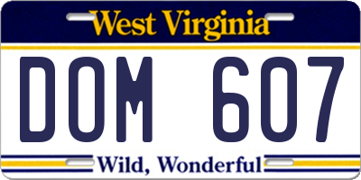 WV license plate DOM607