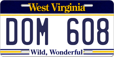 WV license plate DOM608