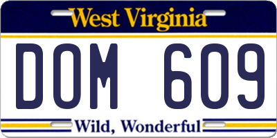WV license plate DOM609