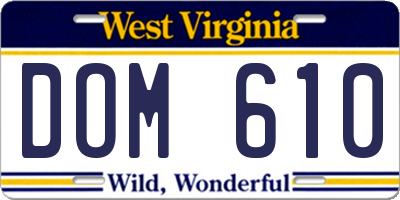 WV license plate DOM610