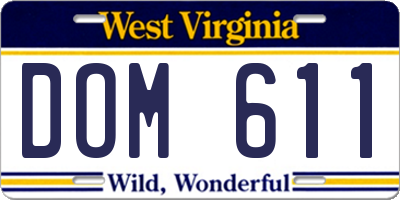 WV license plate DOM611