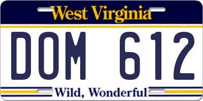 WV license plate DOM612