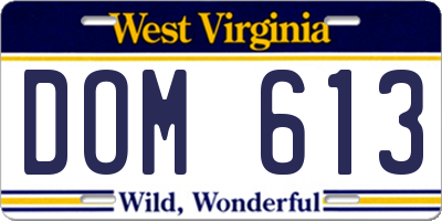 WV license plate DOM613