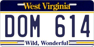 WV license plate DOM614