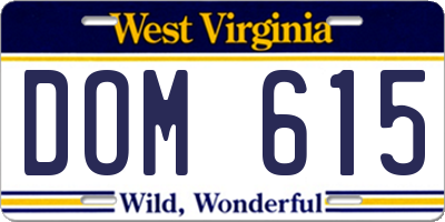 WV license plate DOM615