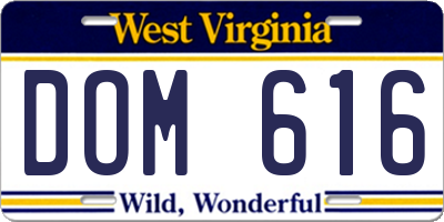 WV license plate DOM616