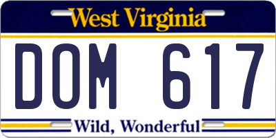 WV license plate DOM617