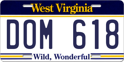 WV license plate DOM618