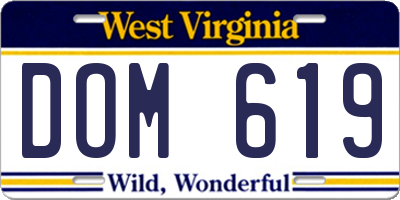 WV license plate DOM619