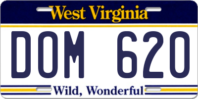 WV license plate DOM620