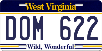 WV license plate DOM622