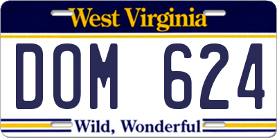 WV license plate DOM624