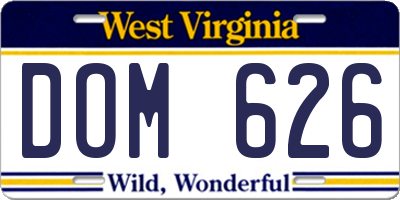 WV license plate DOM626