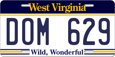 WV license plate DOM629
