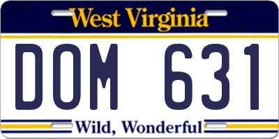 WV license plate DOM631