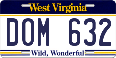 WV license plate DOM632