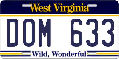 WV license plate DOM633