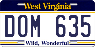 WV license plate DOM635