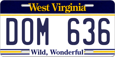 WV license plate DOM636