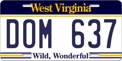WV license plate DOM637