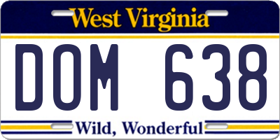 WV license plate DOM638