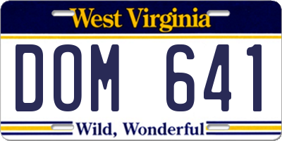 WV license plate DOM641