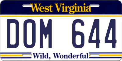WV license plate DOM644