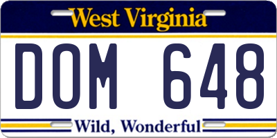 WV license plate DOM648