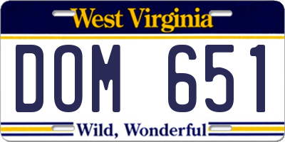 WV license plate DOM651