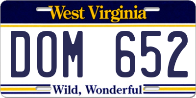 WV license plate DOM652