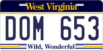 WV license plate DOM653