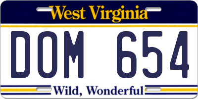 WV license plate DOM654