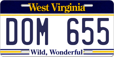 WV license plate DOM655