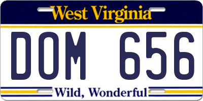 WV license plate DOM656