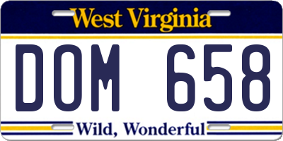 WV license plate DOM658