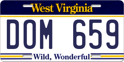 WV license plate DOM659