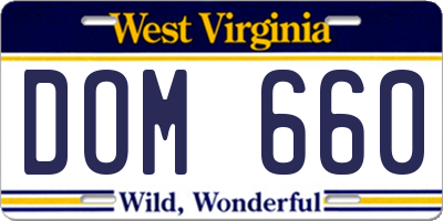 WV license plate DOM660