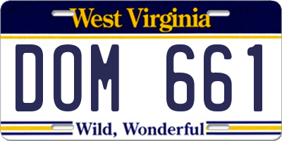 WV license plate DOM661